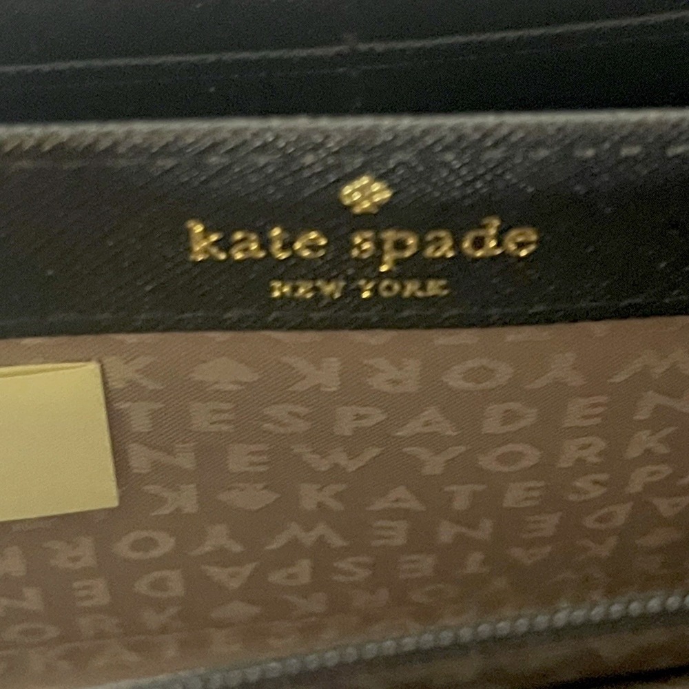 Kate Spade Laurel Way Neda Zip Around Wallet Black/Tan Color Block Leather Gold - Picture 3 of 10